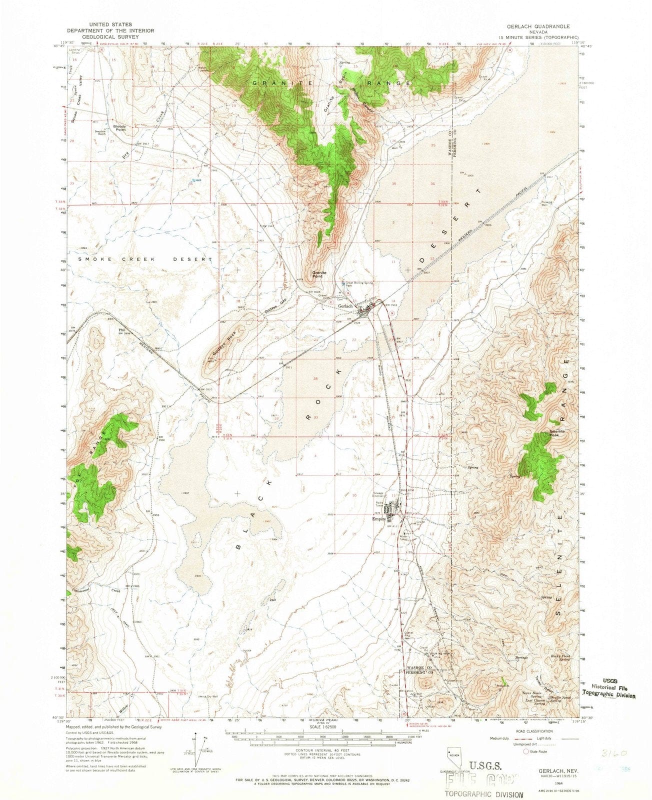 1964 Gerlach, NV - Nevada - USGS Topographic Map