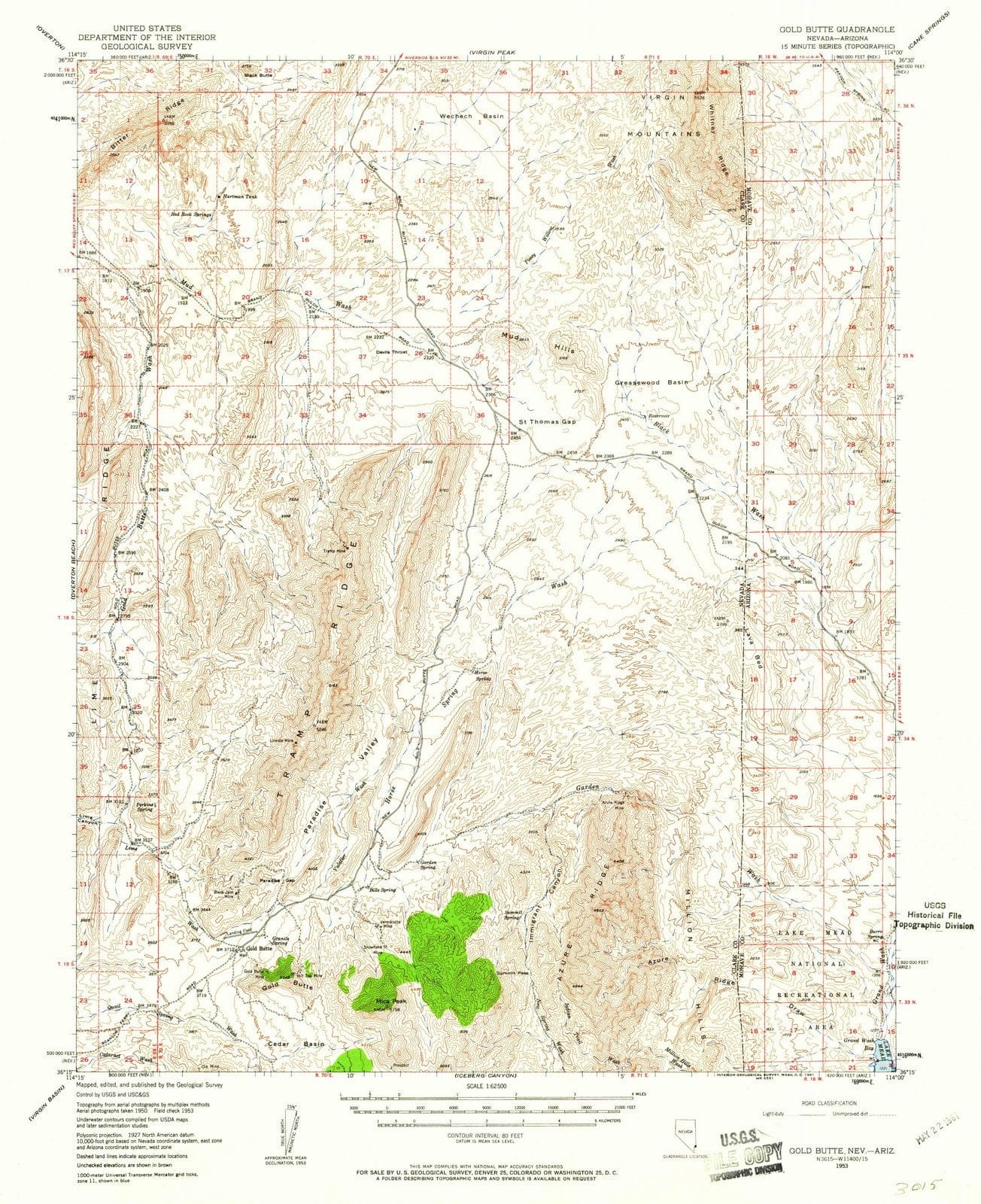 1953 Gold Butte, NV - Nevada - USGS Topographic Map