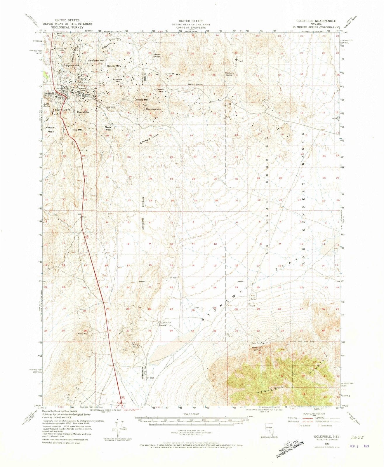 1952 Goldfield, NV - Nevada - USGS Topographic Map
