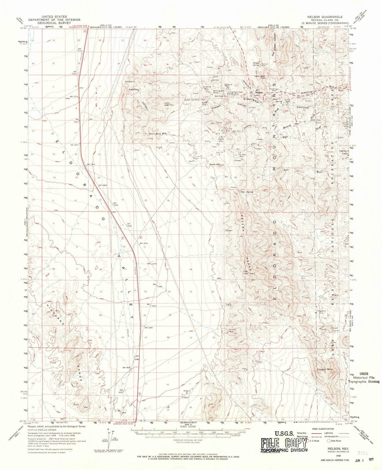 1958 Nelson, NV - Nevada - USGS Topographic Map