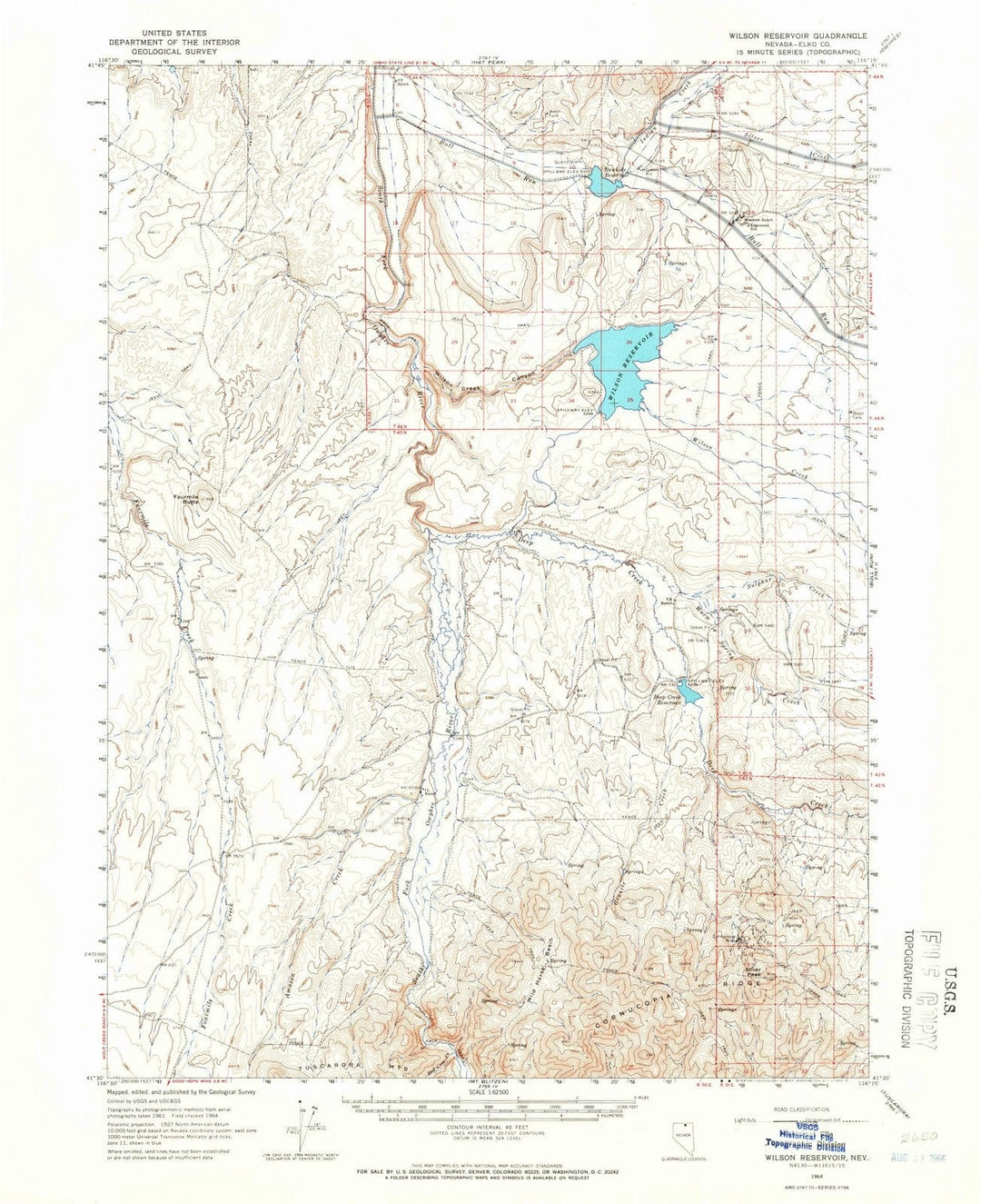 1964 Wilson Reservoir, NV - Nevada - USGS Topographic Map