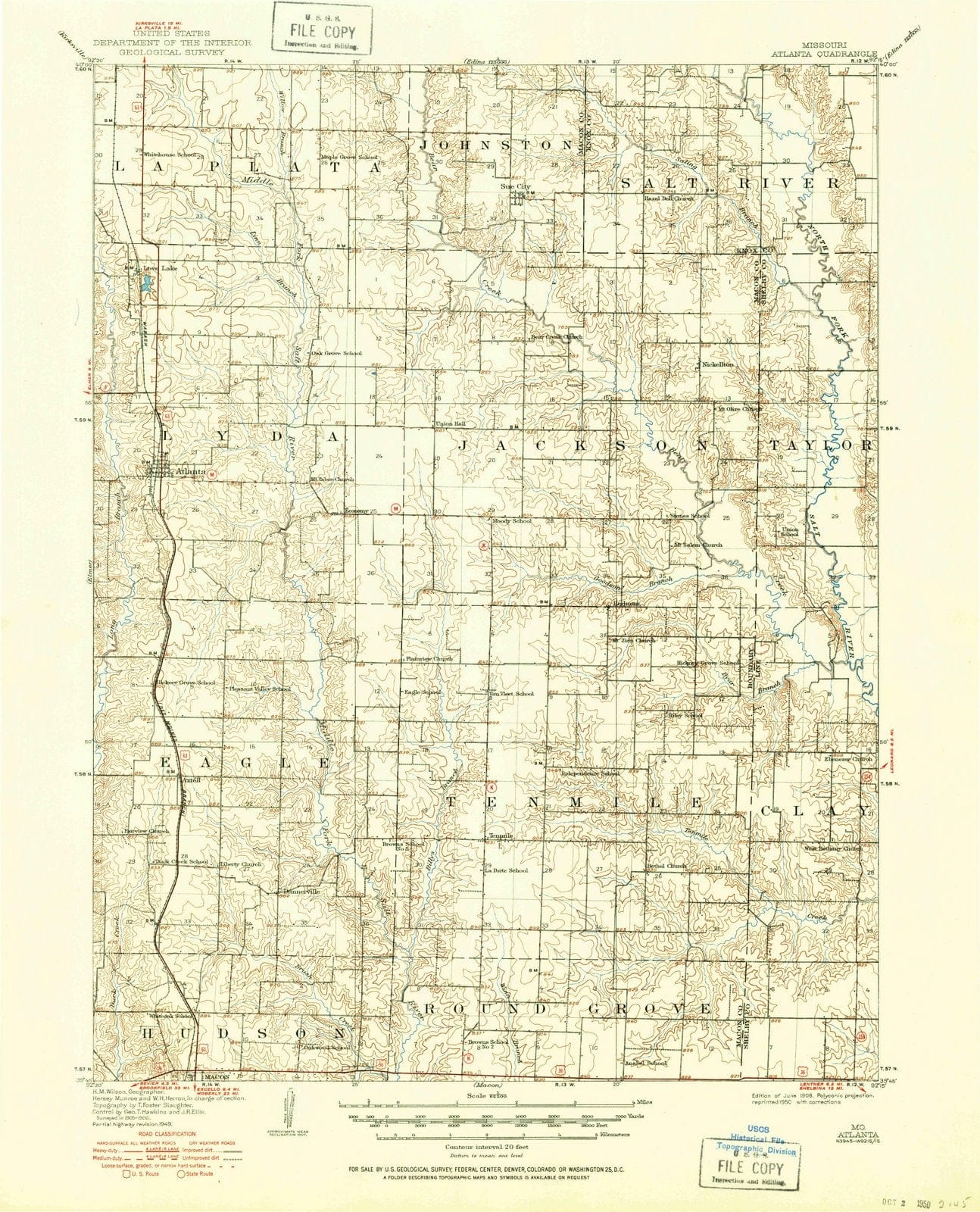 1908 Atlanta, MO - Missouri - USGS Topographic Map