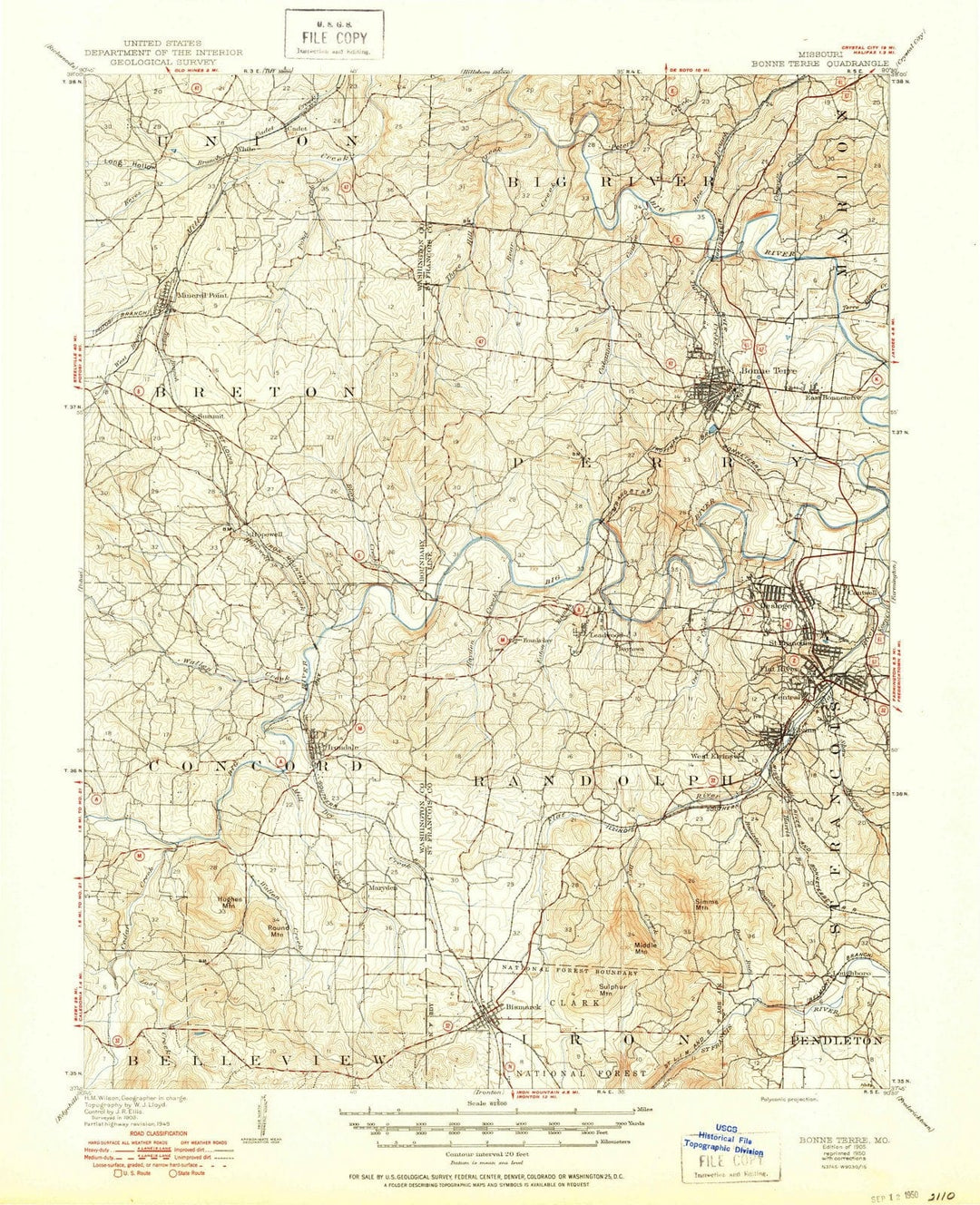 1905 Bonne Terre, MO - Missouri - USGS Topographic Map