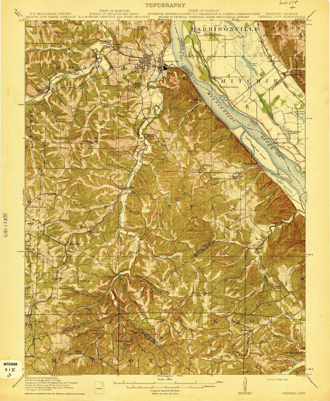 1915 Crystal City, MO - Missouri - USGS Topographic Map