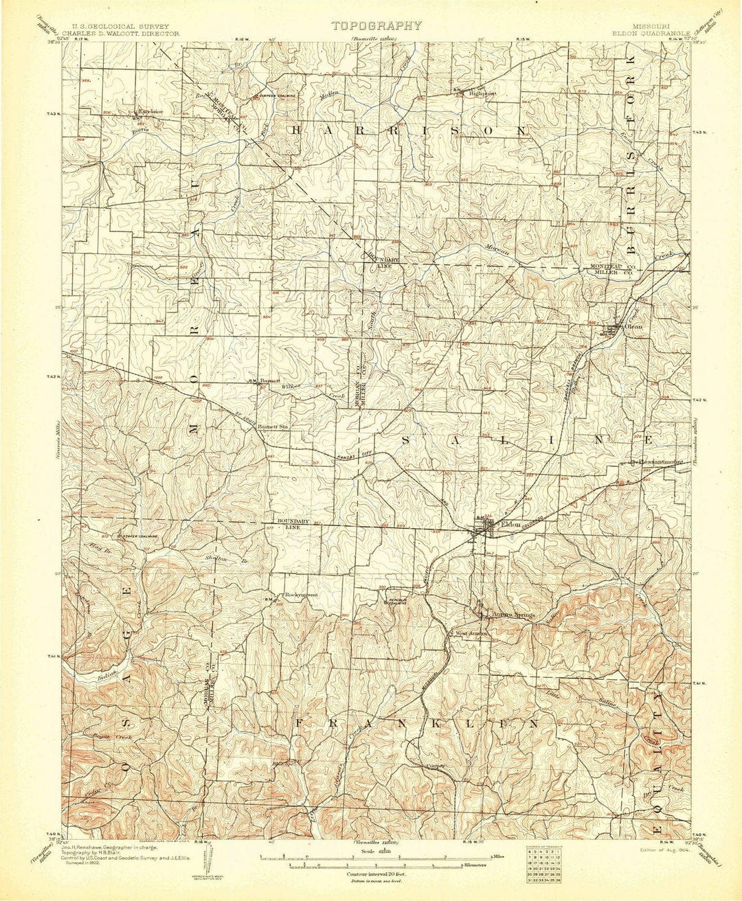 1904 Eldon, MO - Missouri - USGS Topographic Map