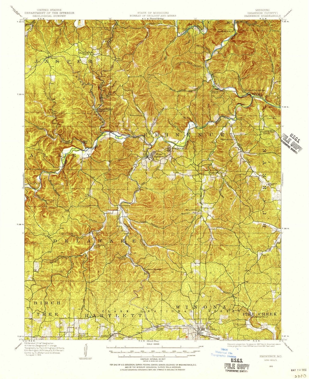 1915 Eminence, MO - Missouri - USGS Topographic Map
