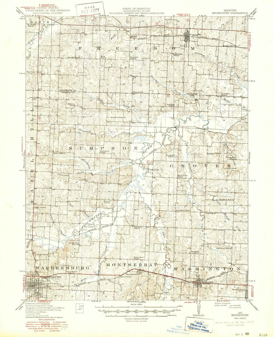 1917 Knobnoster, MO - Missouri - USGS Topographic Map