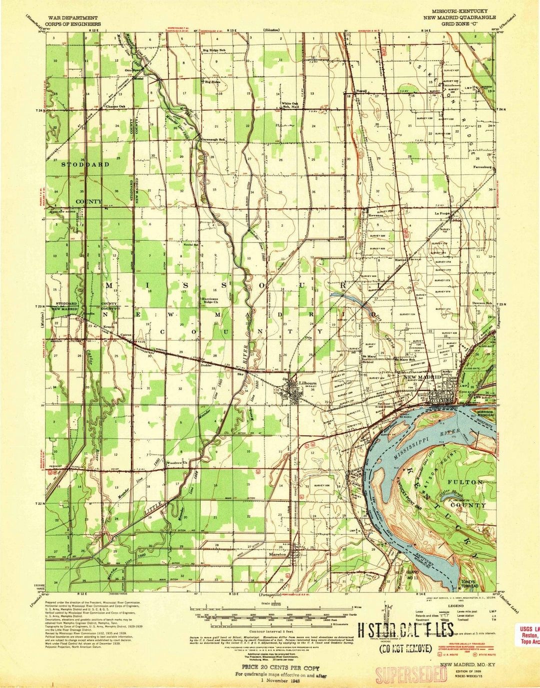 Topological Map Of Missouri 1954 O'Fallon, MO Missouri USGS