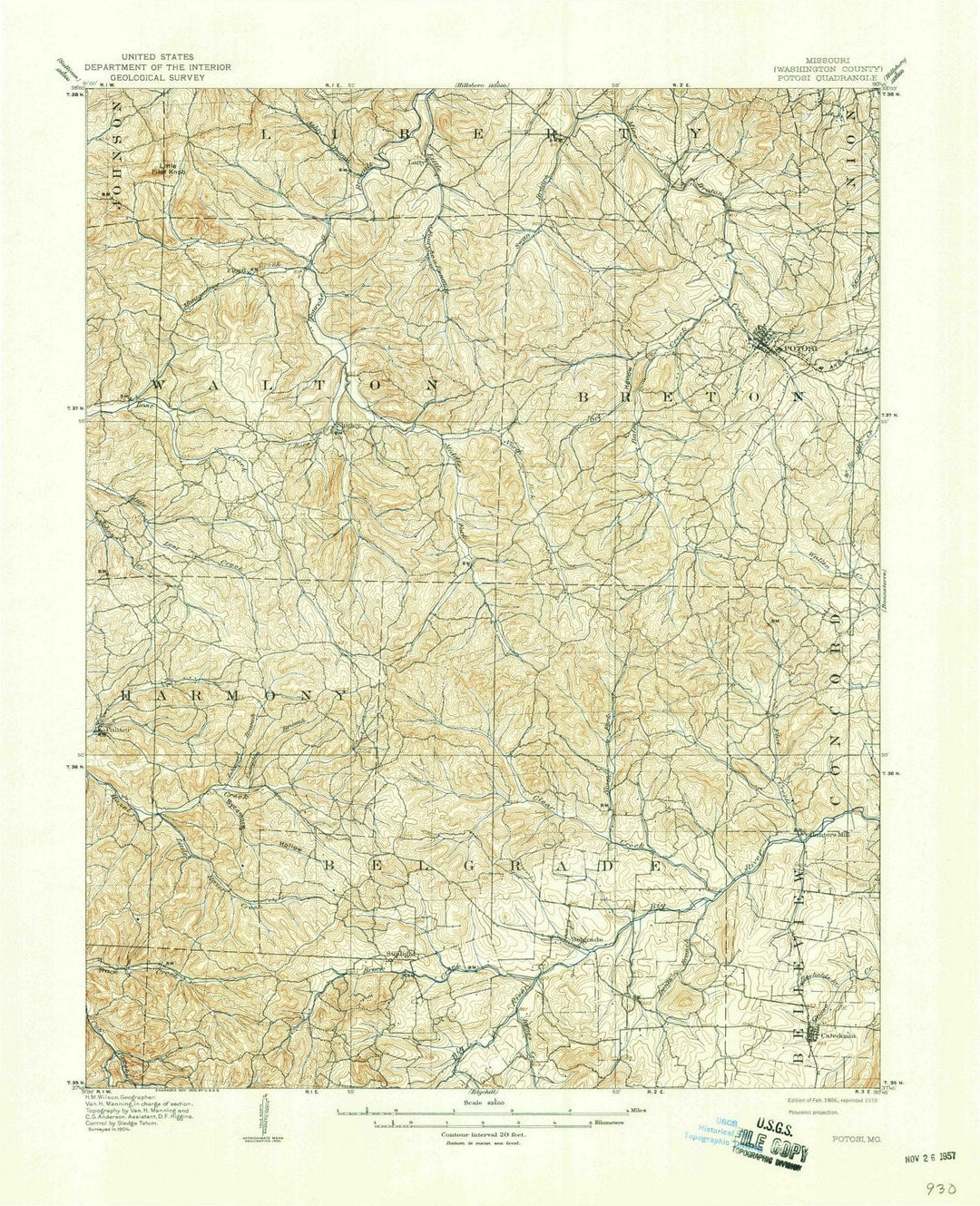 1906 Potosi, MO - Missouri - USGS Topographic Map