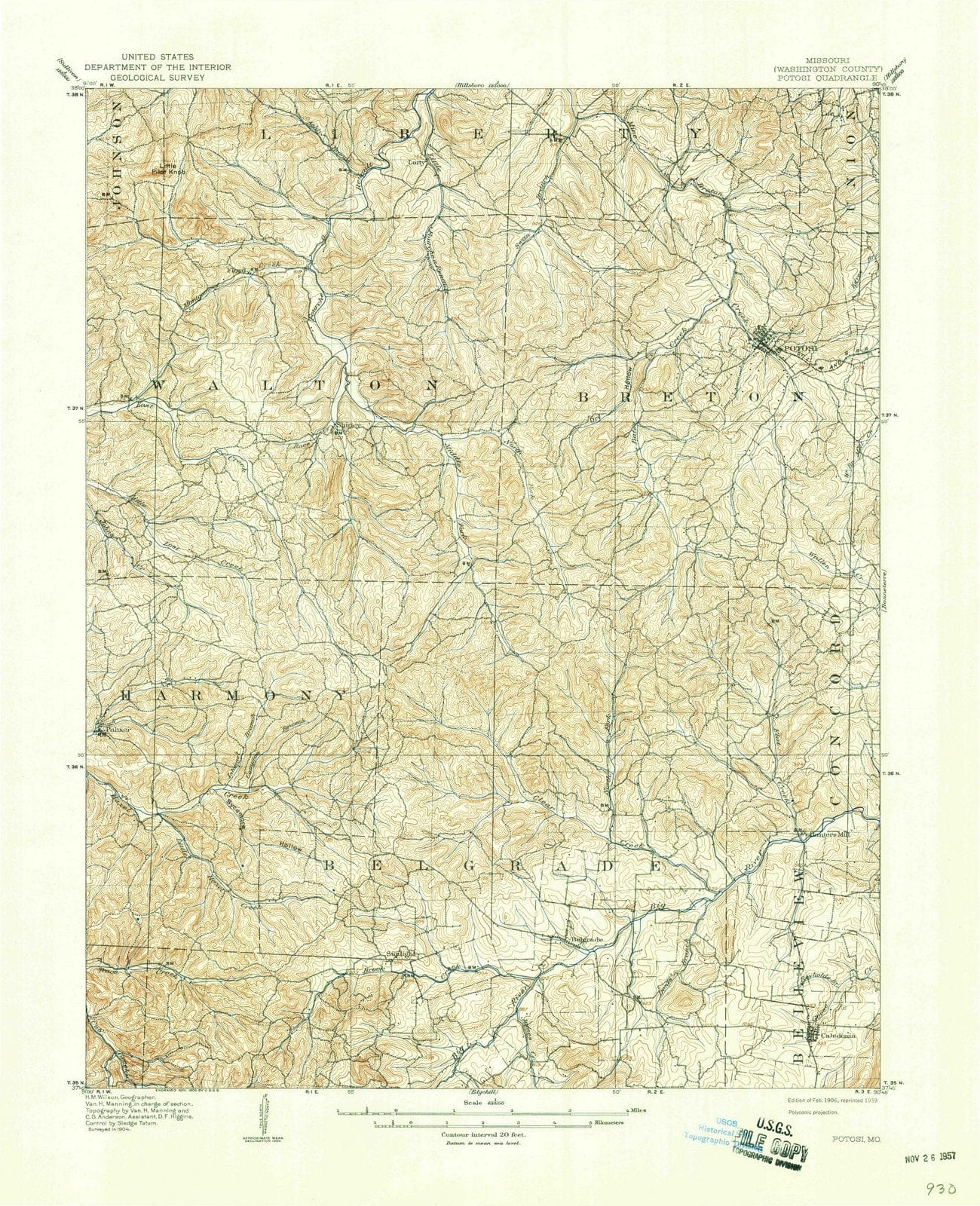 1906 Potosi, MO - Missouri - USGS Topographic Map