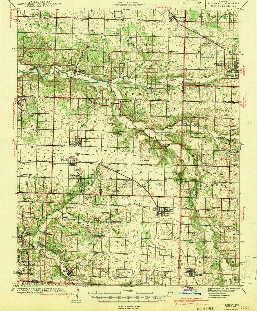 1943 Ritchey, MO - Missouri - USGS Topographic Map