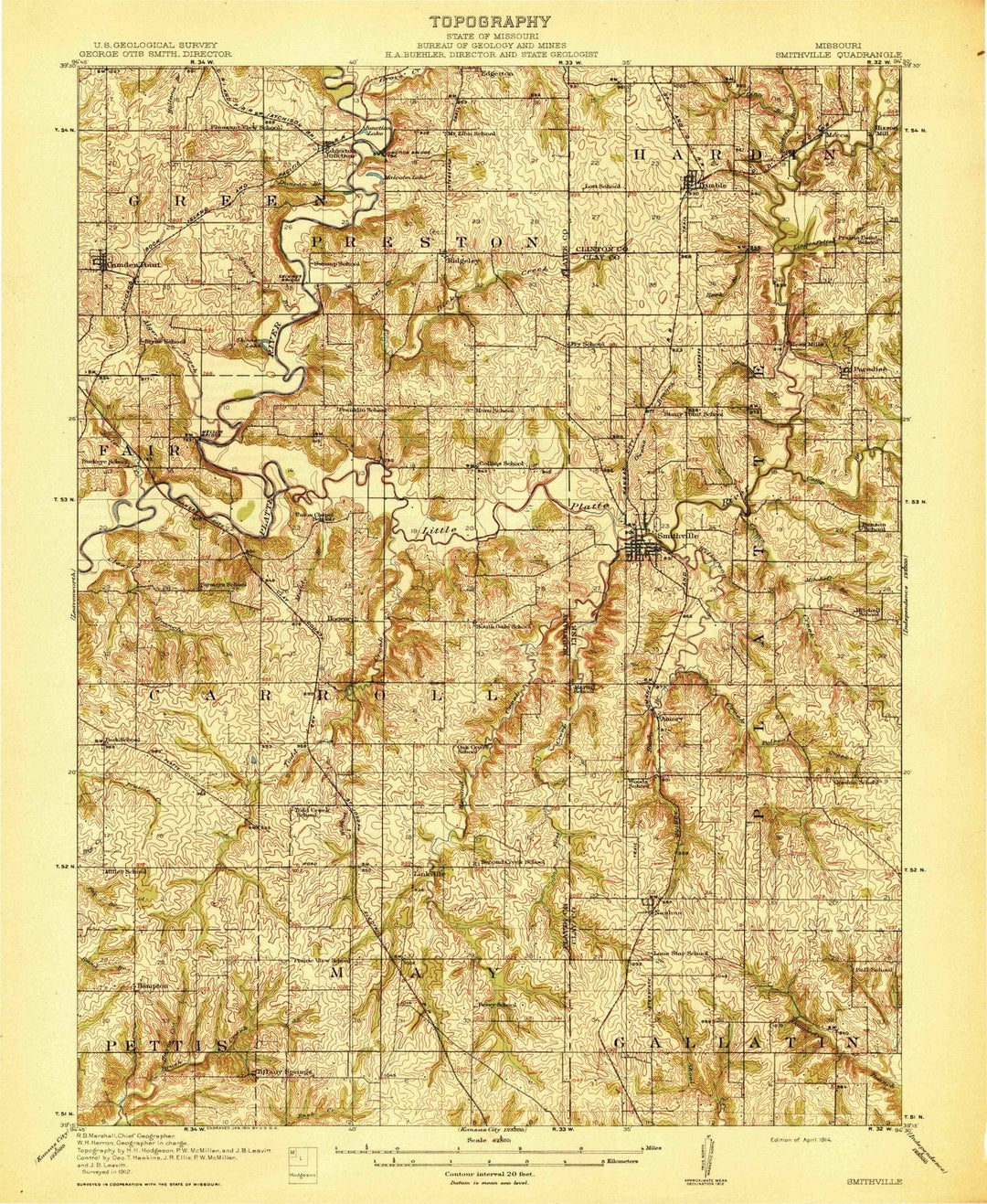 1914 Smithville, MO - Missouri - USGS Topographic Map