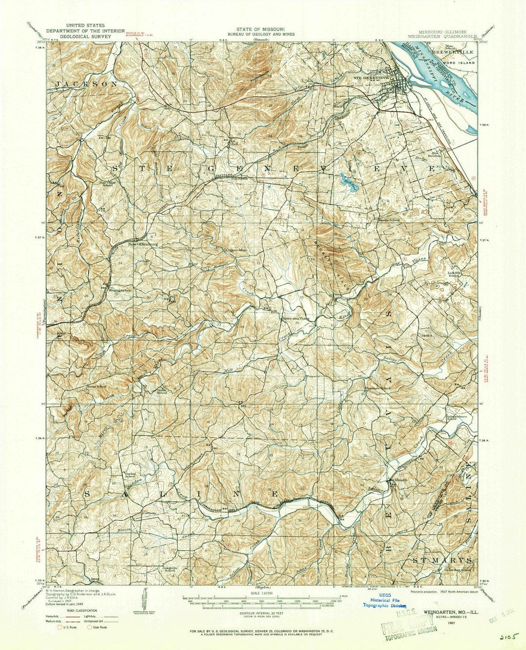 1907 Weingarten, MO - Missouri - USGS Topographic Map