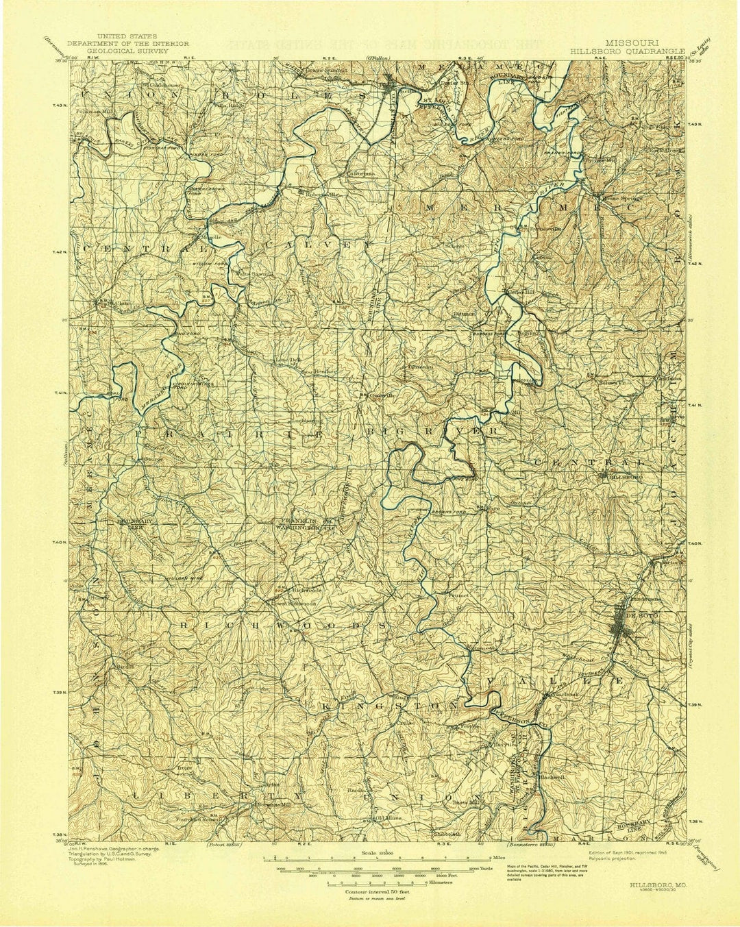 1901 Hillsboro, MO - Missouri - USGS Topographic Map