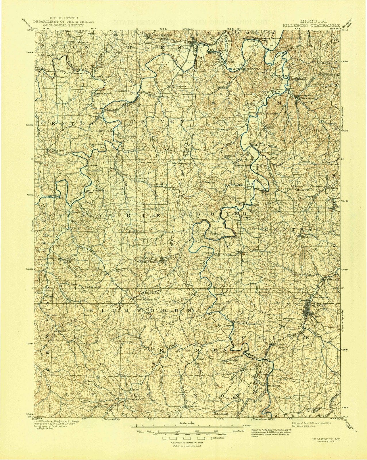 1901 Hillsboro, MO - Missouri - USGS Topographic Map
