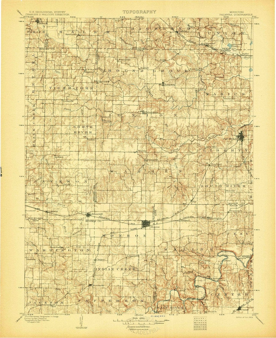 1903 Palmyra, MO - Missouri - USGS Topographic Map