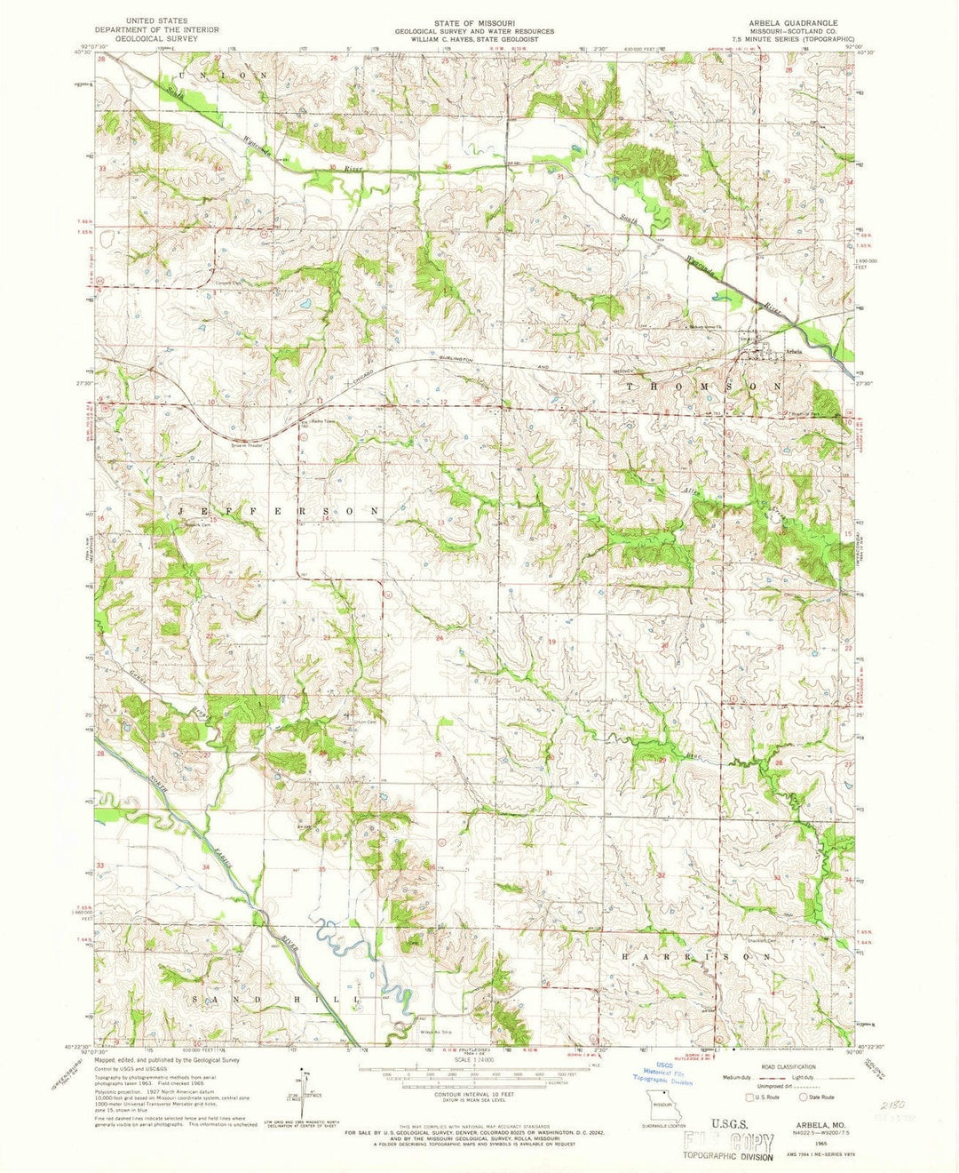1965 Arbela, MO - Missouri - USGS Topographic Map