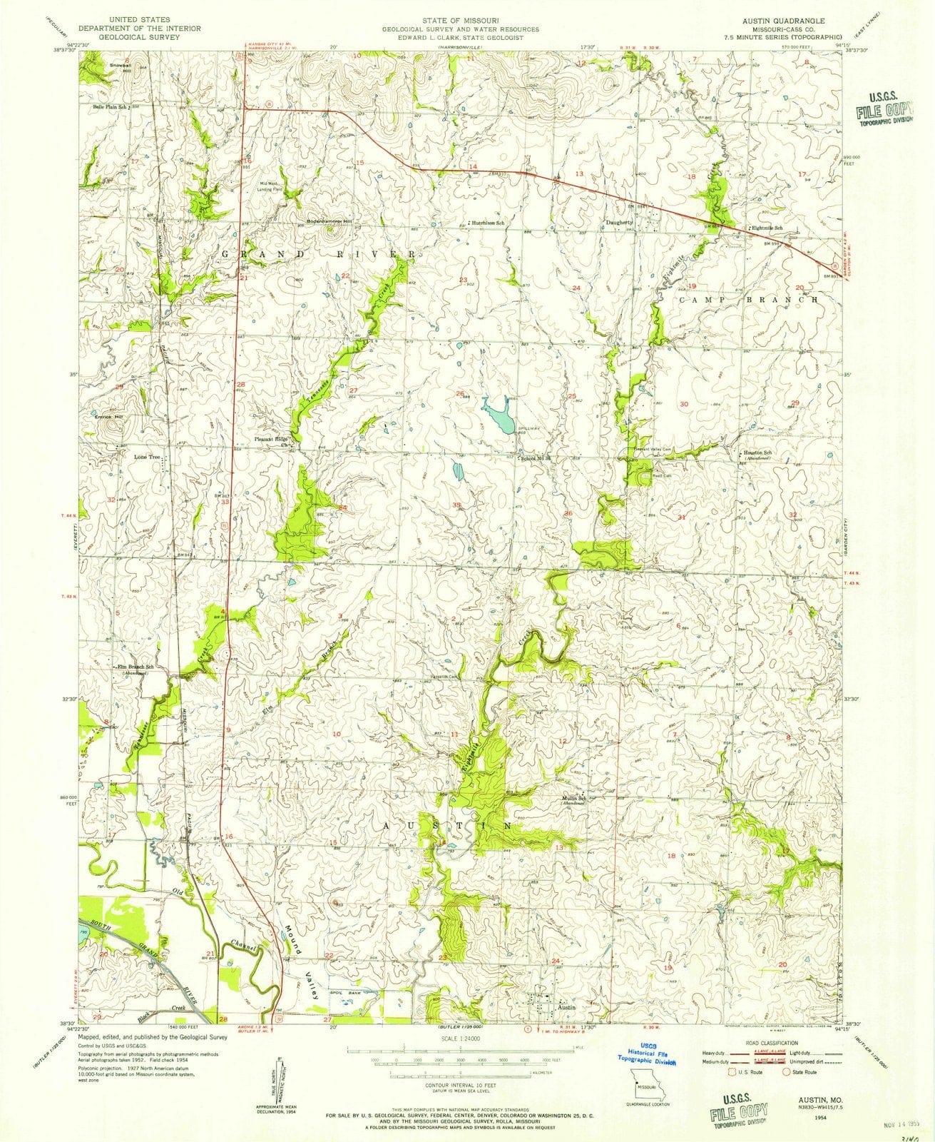 1954 Austin, MO - Missouri - USGS Topographic Map
