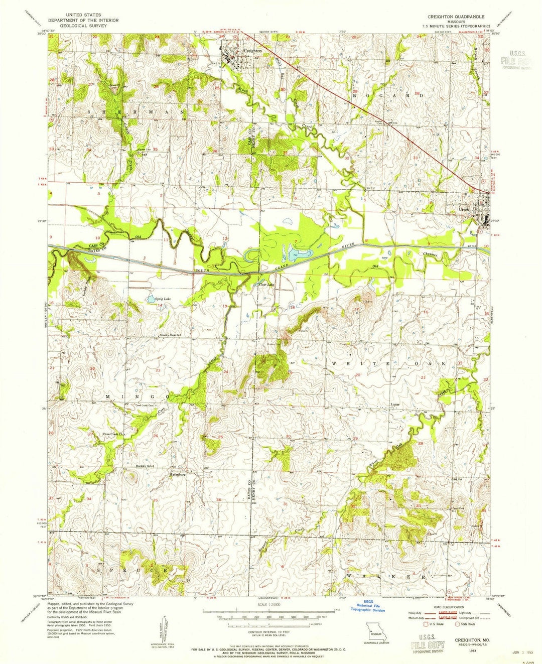 1953 Creighton, MO - Missouri - USGS Topographic Map