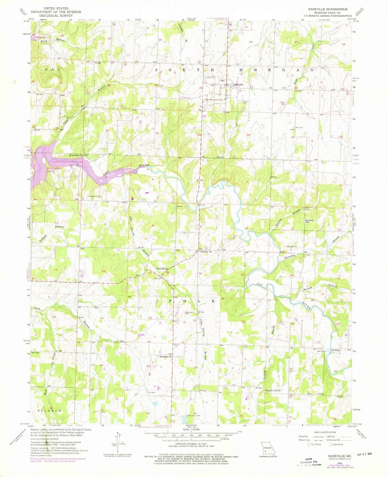 1955 Dadeville, MO Missouri USGS Topographic Map Historic Pictoric