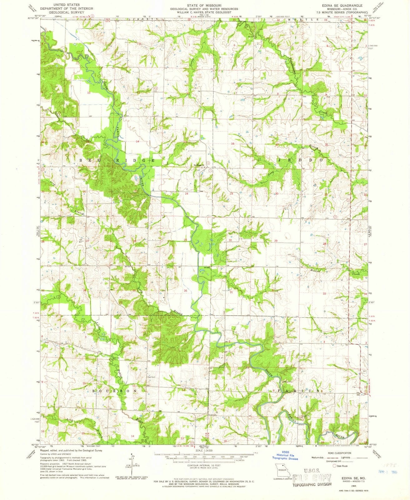 1965 Edina, MO - Missouri - USGS Topographic Map
