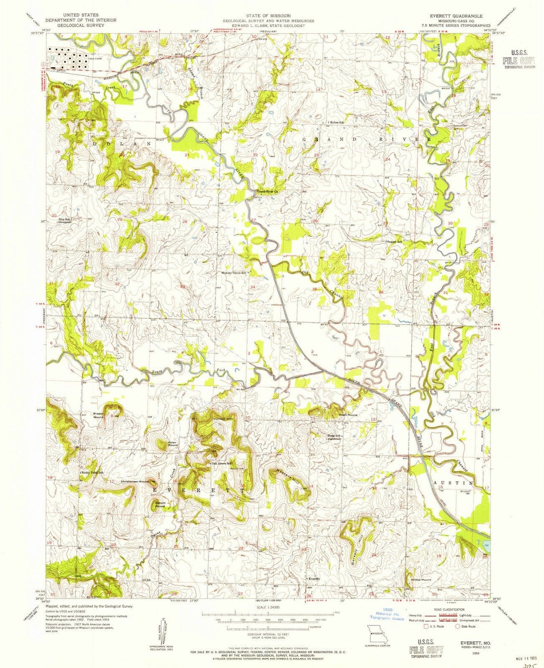 1953 Everett, MO - Missouri - USGS Topographic Map