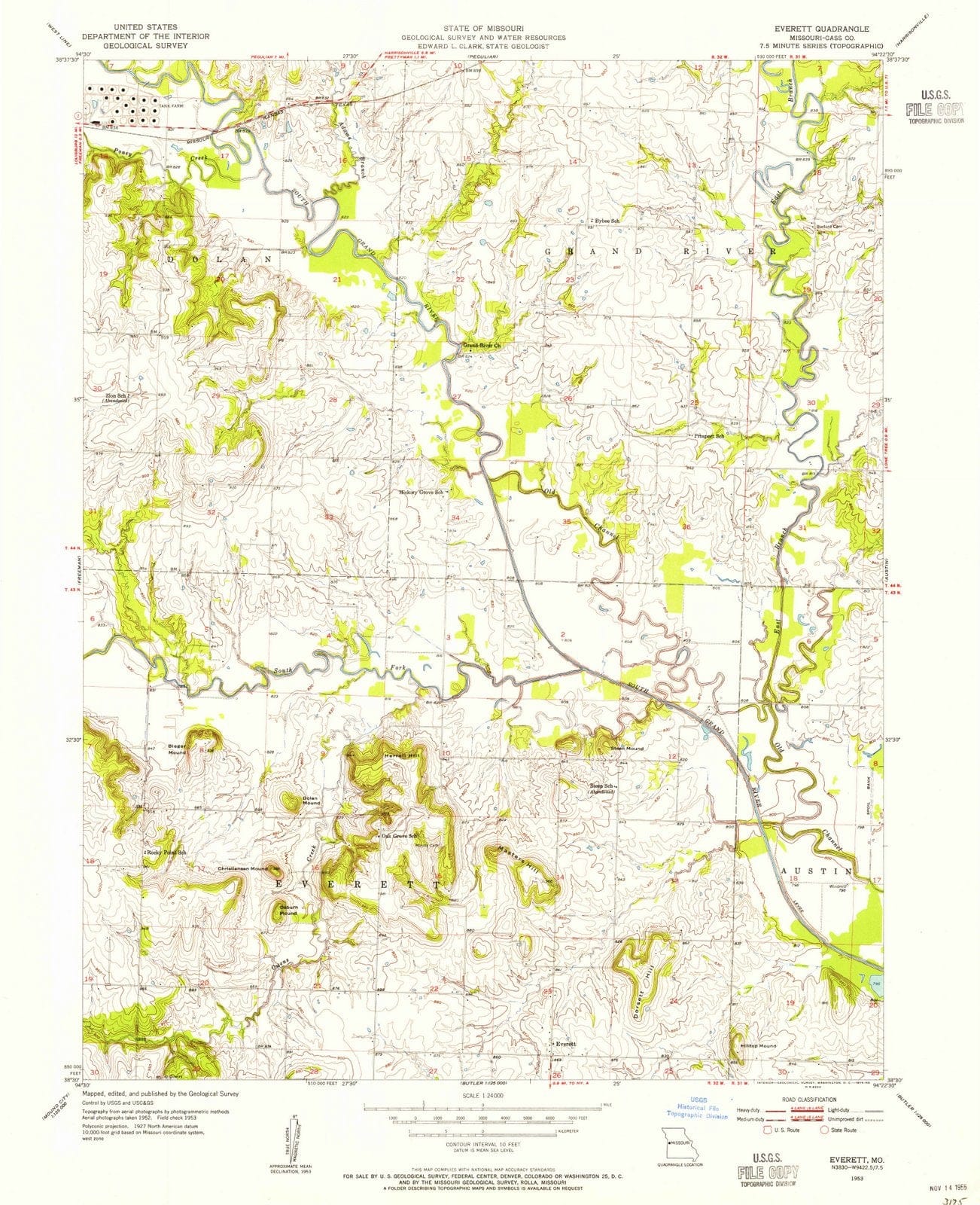 1953 Everett, MO - Missouri - USGS Topographic Map