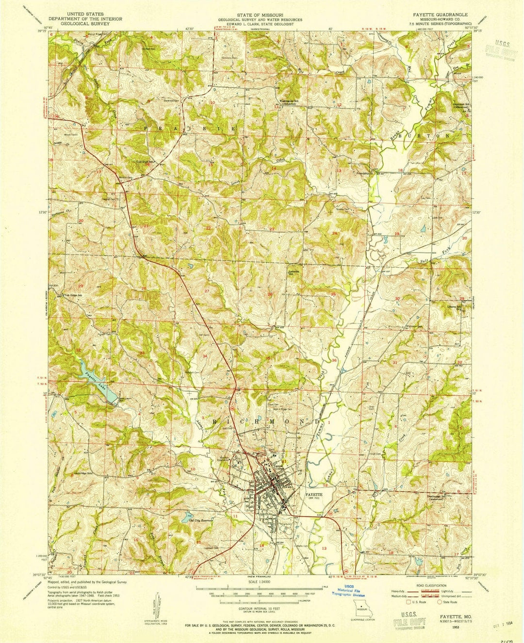 1953 Fayette, MO - Missouri - USGS Topographic Map