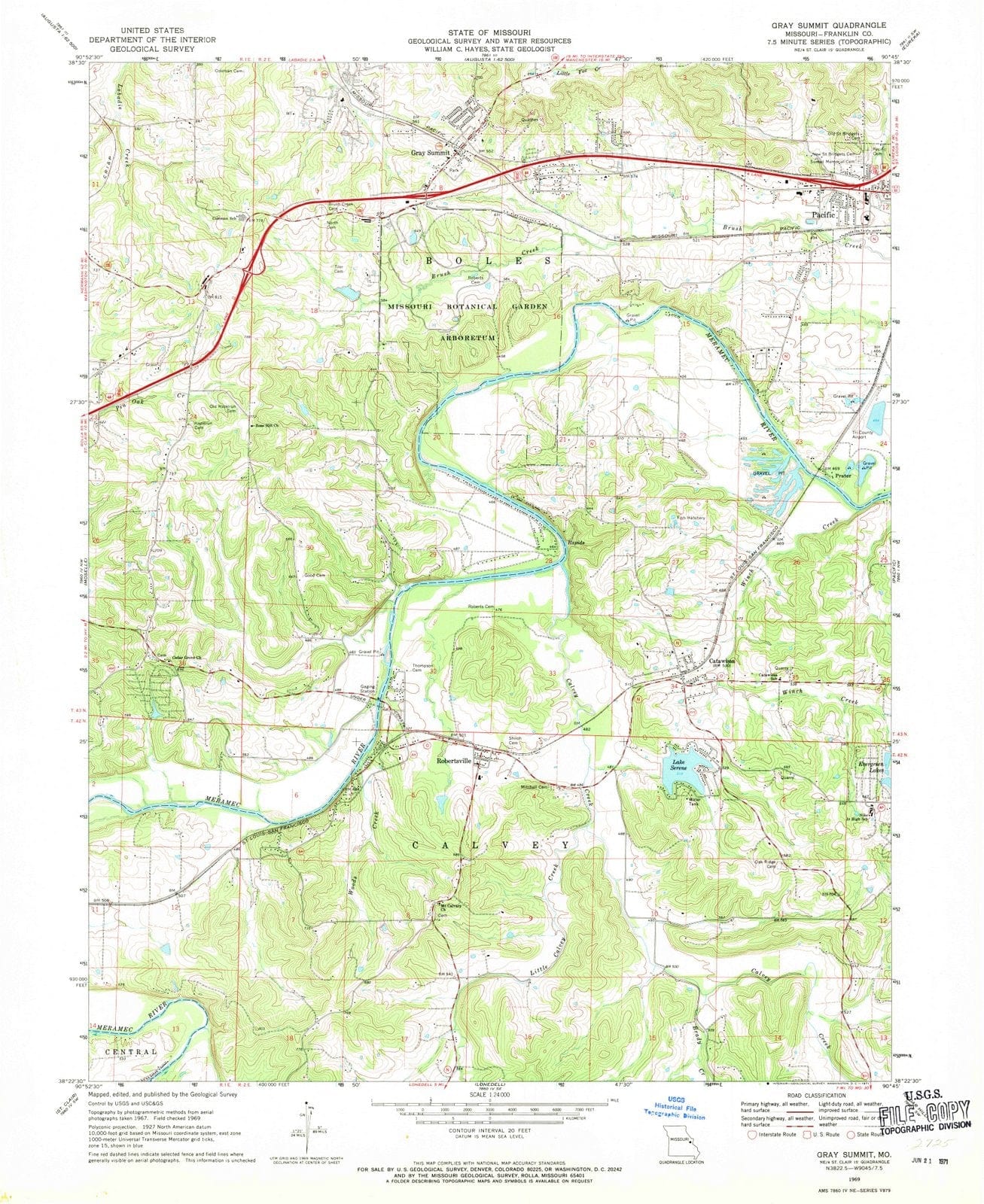 1969 Gray Summit, MO - Missouri - USGS Topographic Map