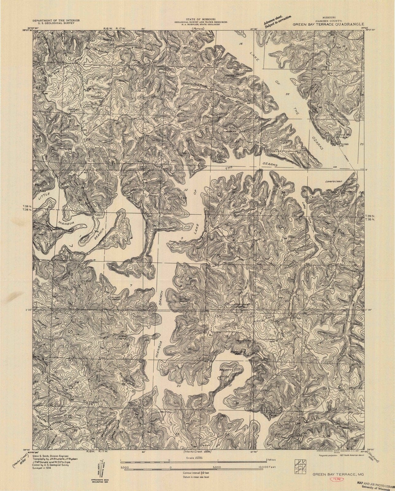 1934 Green Bay Terrace, MO - Missouri - USGS Topographic Map