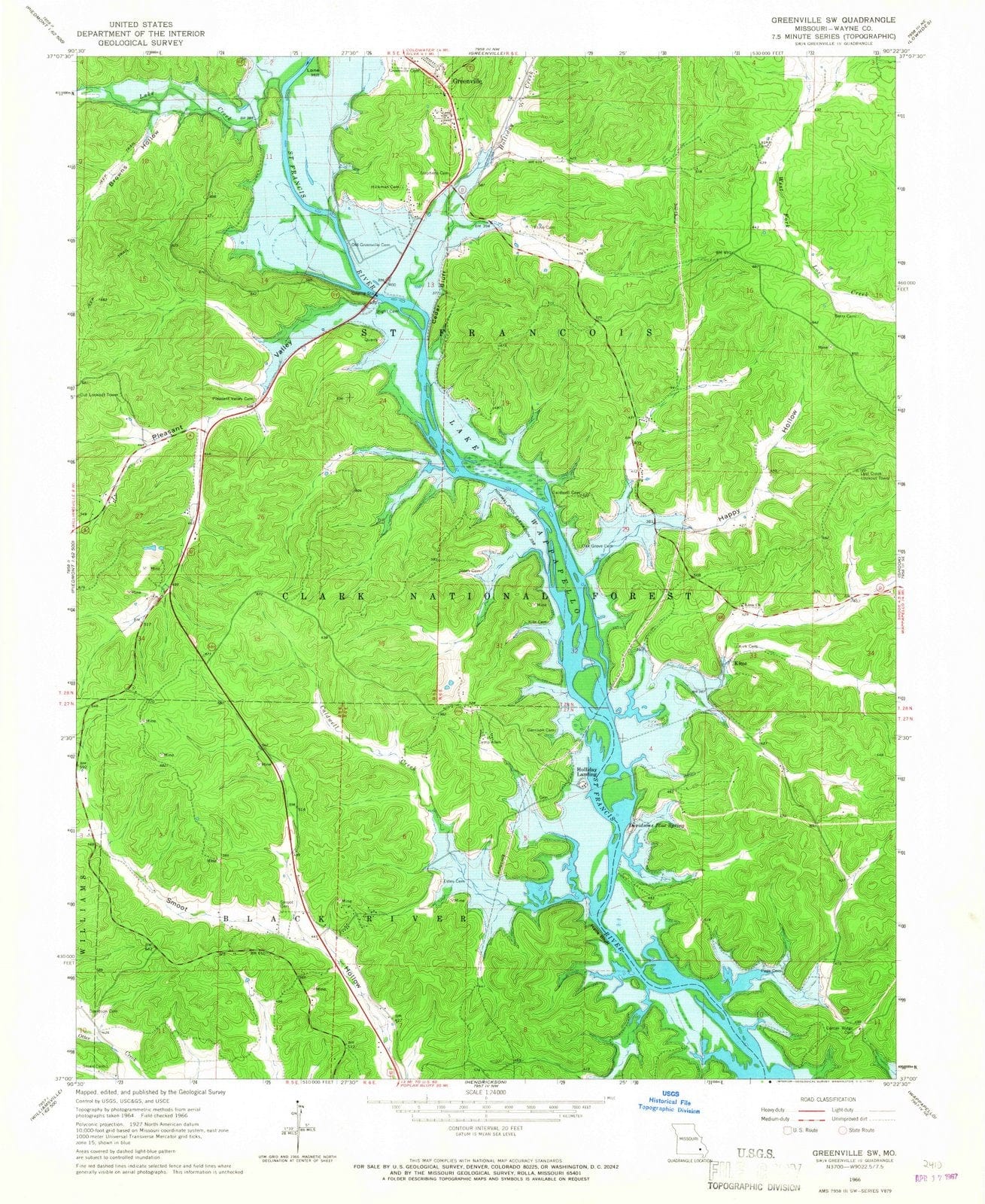 1966 Greenville, MO - Missouri - USGS Topographic Map