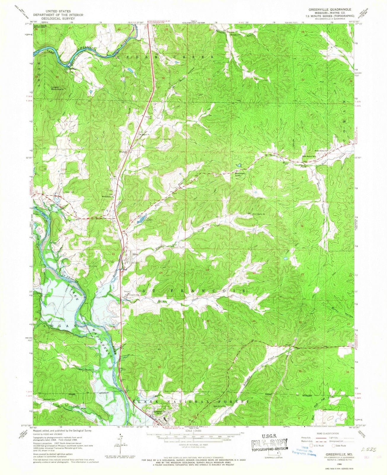 1966 Greenville, MO - Missouri - USGS Topographic Map v2