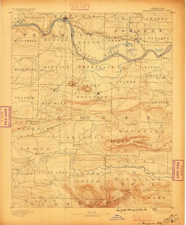 1887 Magazine Mountain, AR - Arkansas - USGS Topographic Map