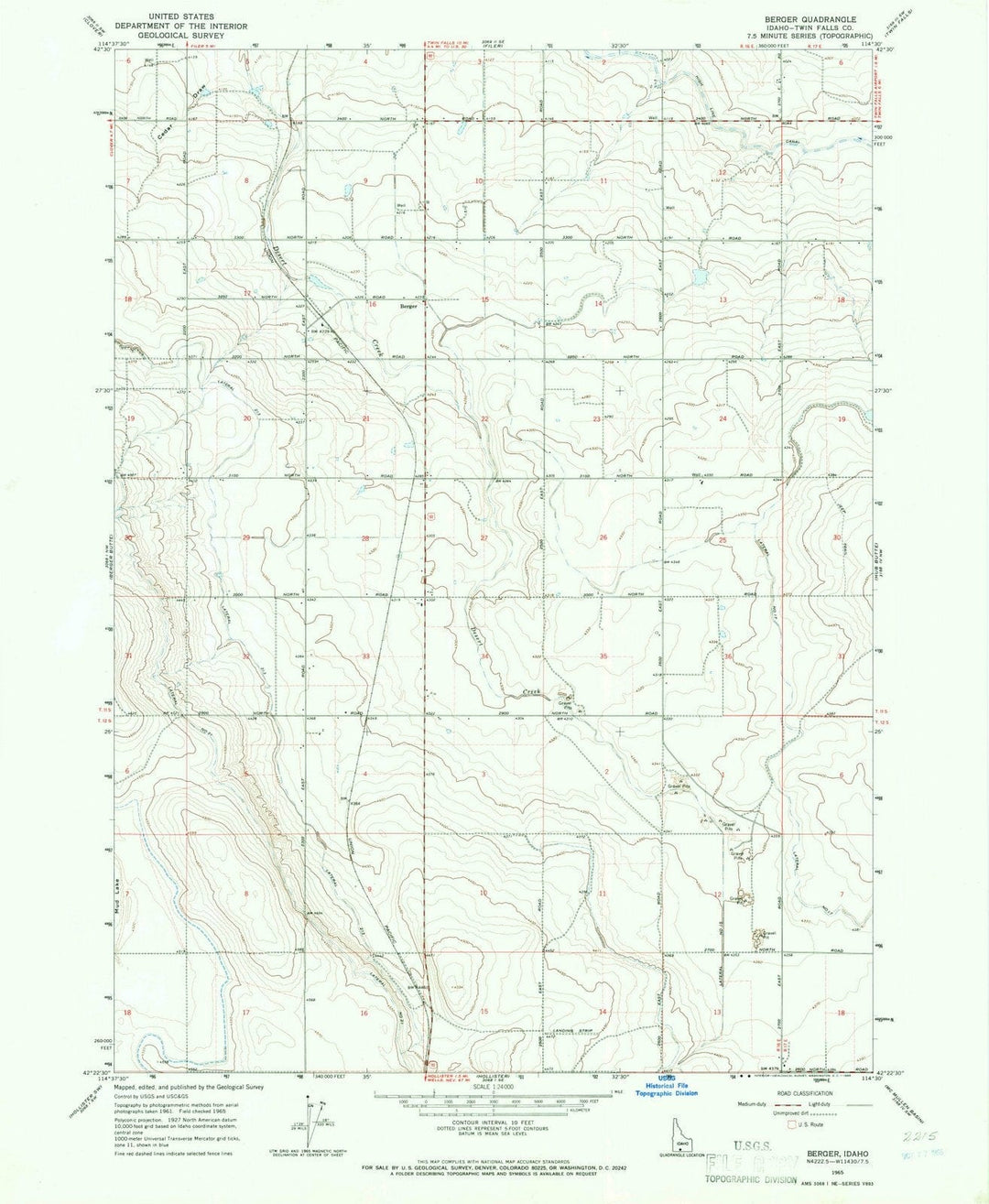 1965 Berger, ID - Idaho - USGS Topographic Map