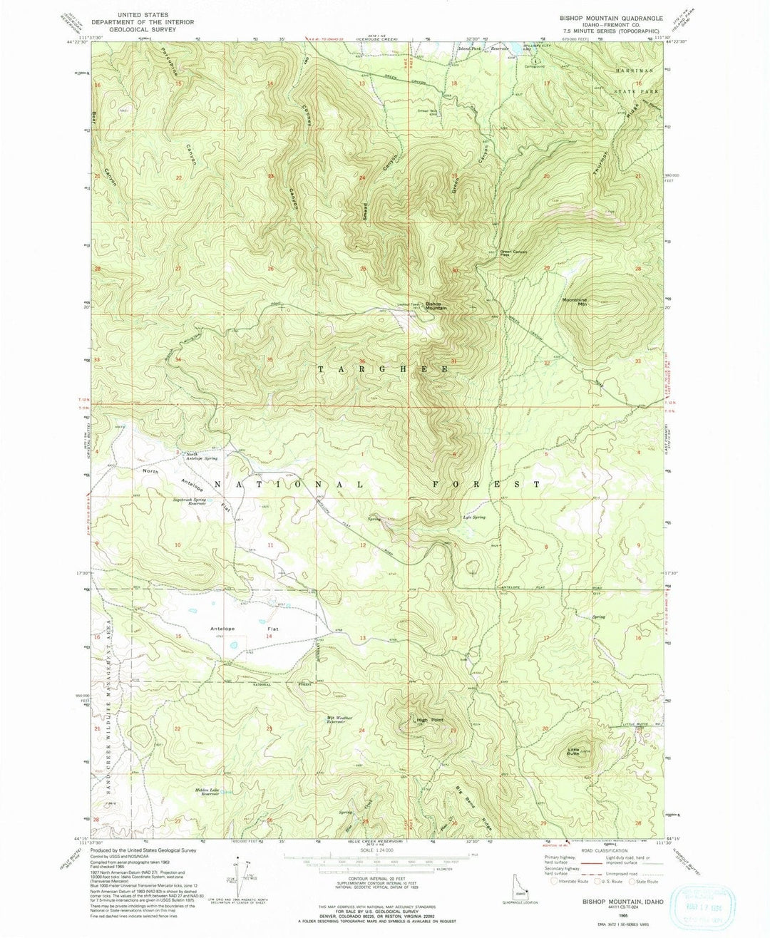 1965 Bishop Mountain, ID - Idaho - USGS Topographic Map
