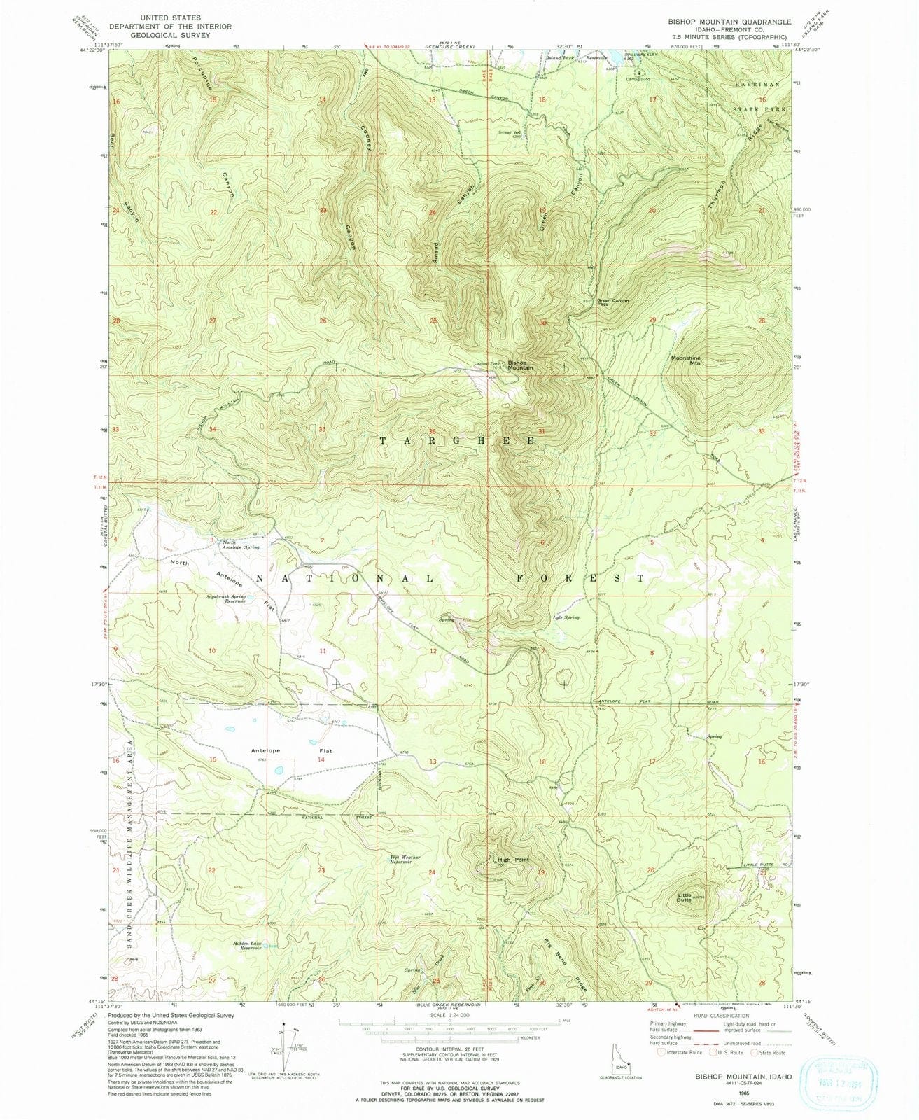 1965 Bishop Mountain, ID - Idaho - USGS Topographic Map