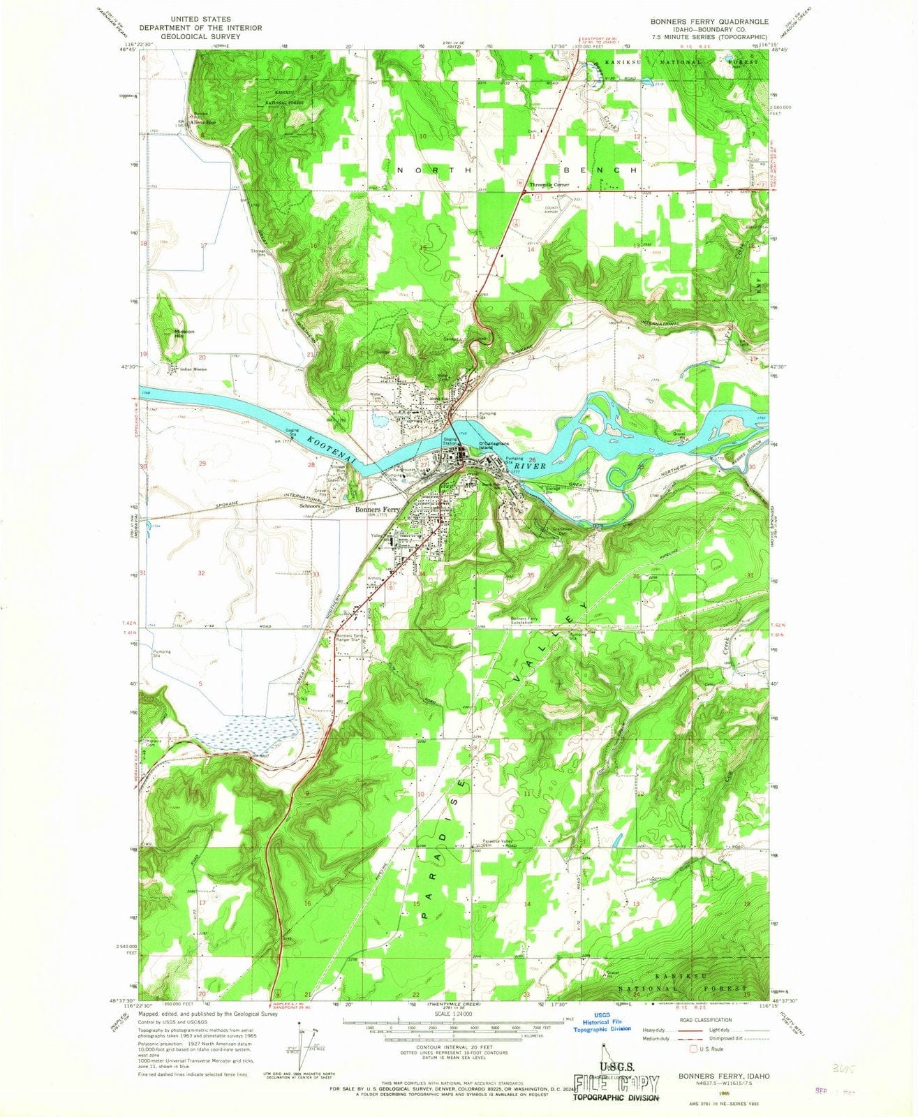 1965 Bonners Ferry, ID - Idaho - USGS Topographic Map