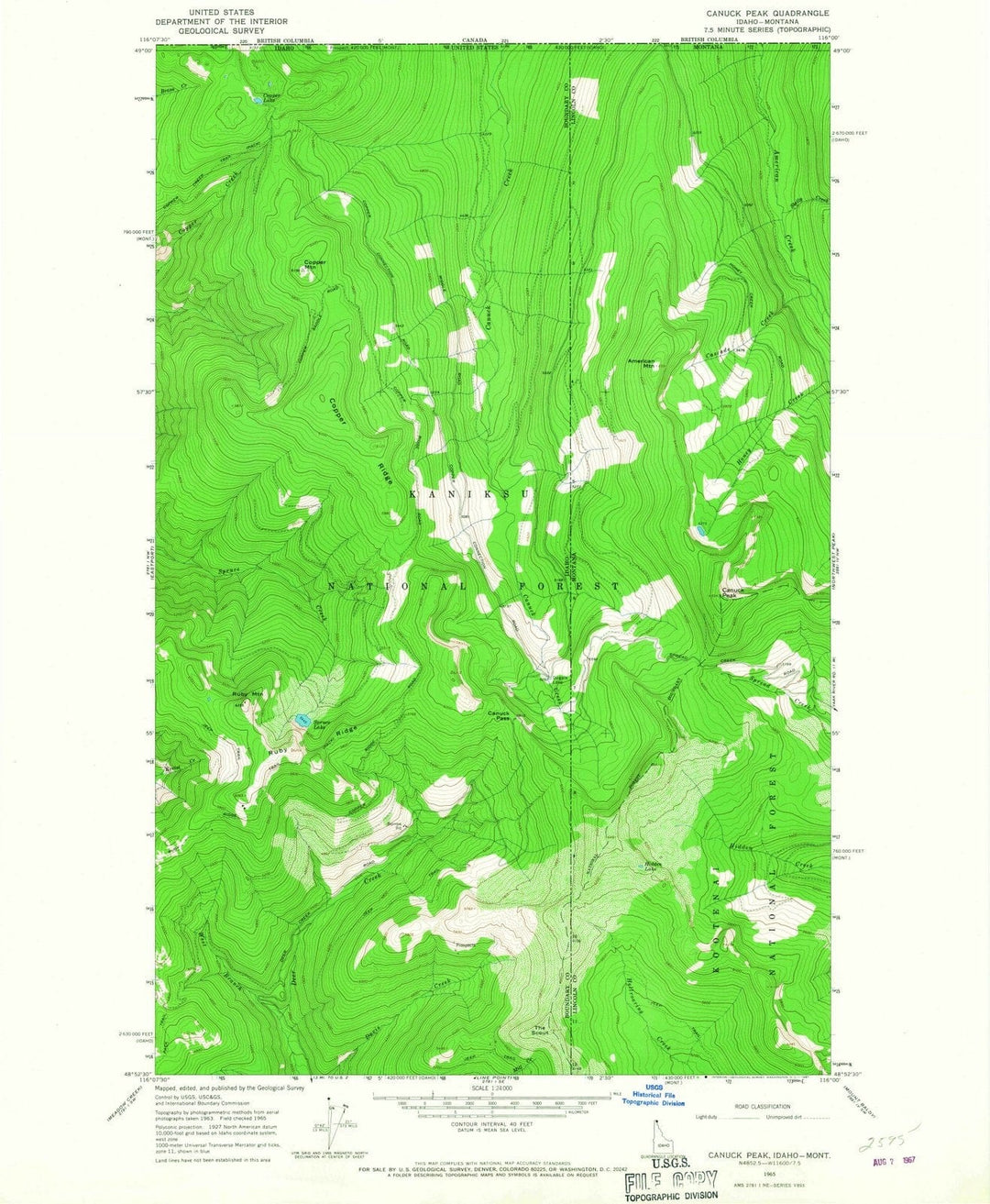 1965 Canuck Peak, MT - Montana - USGS Topographic Map