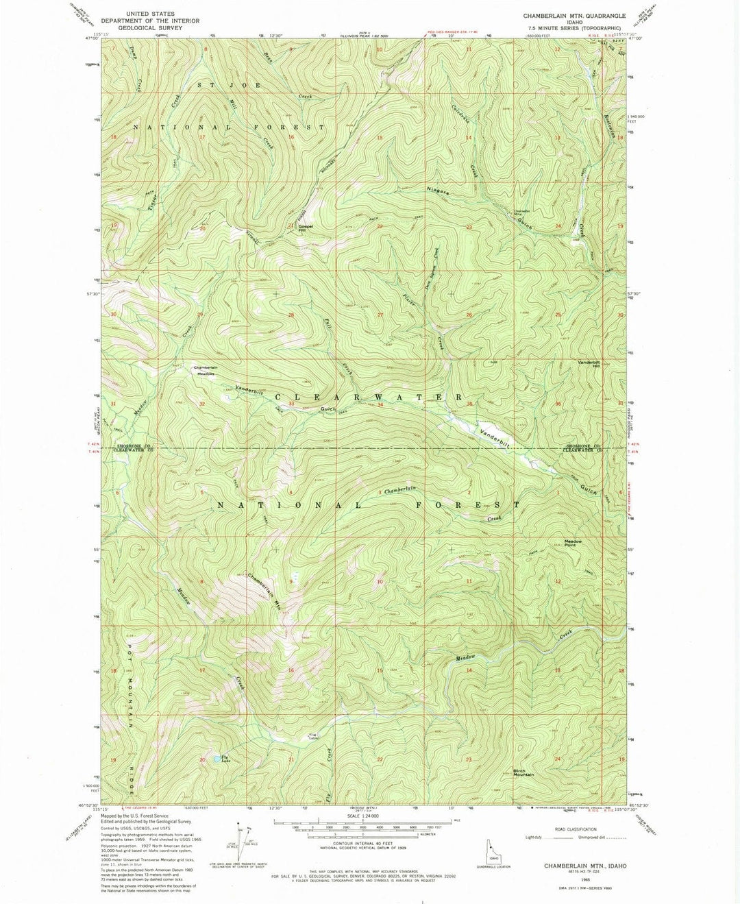 1965 Chamberlain MTN, ID - Idaho - USGS Topographic Map