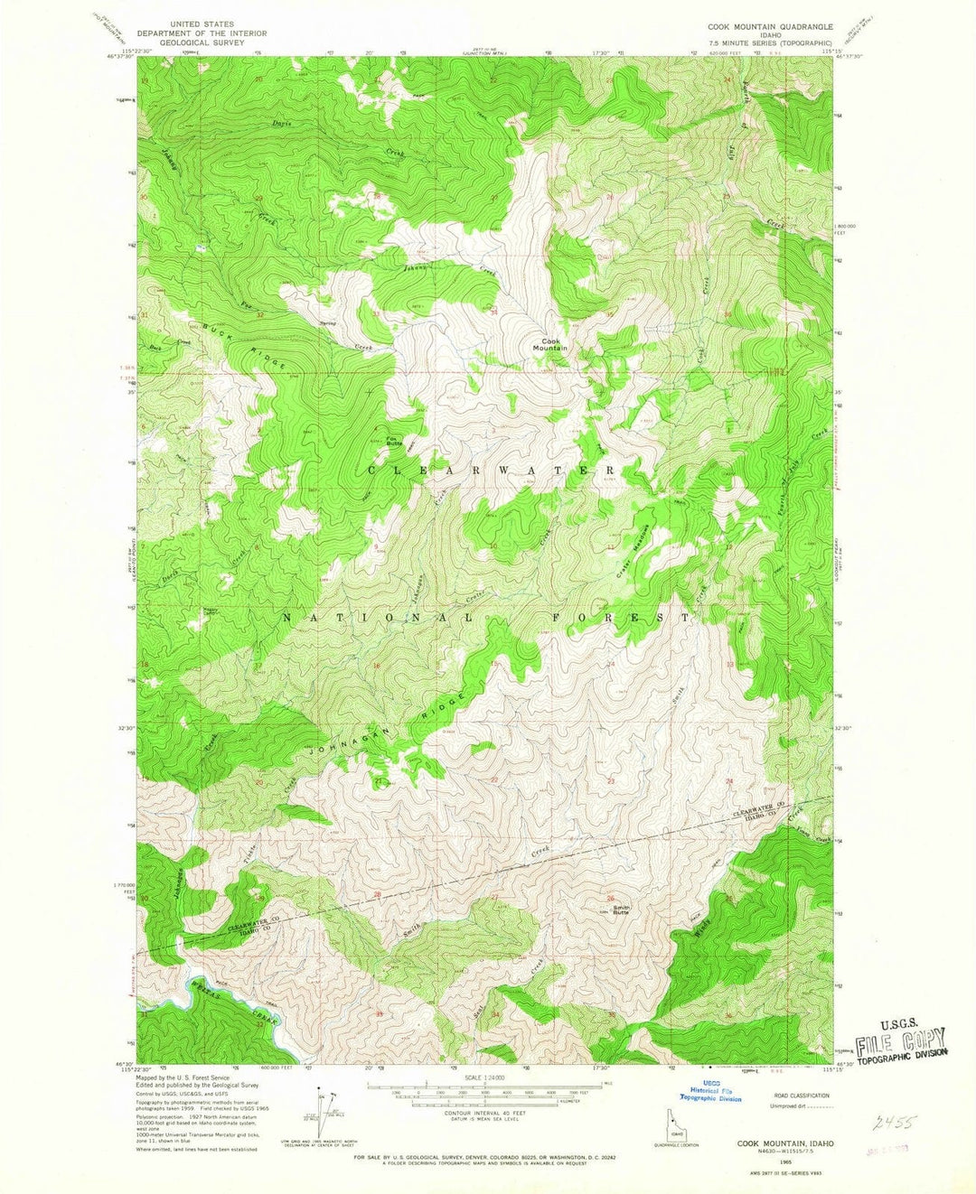 1965 Cook Mountain, ID - Idaho - USGS Topographic Map