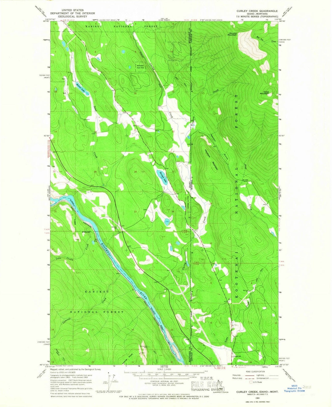 1965 Curley Creek, ID - Idaho - USGS Topographic Map