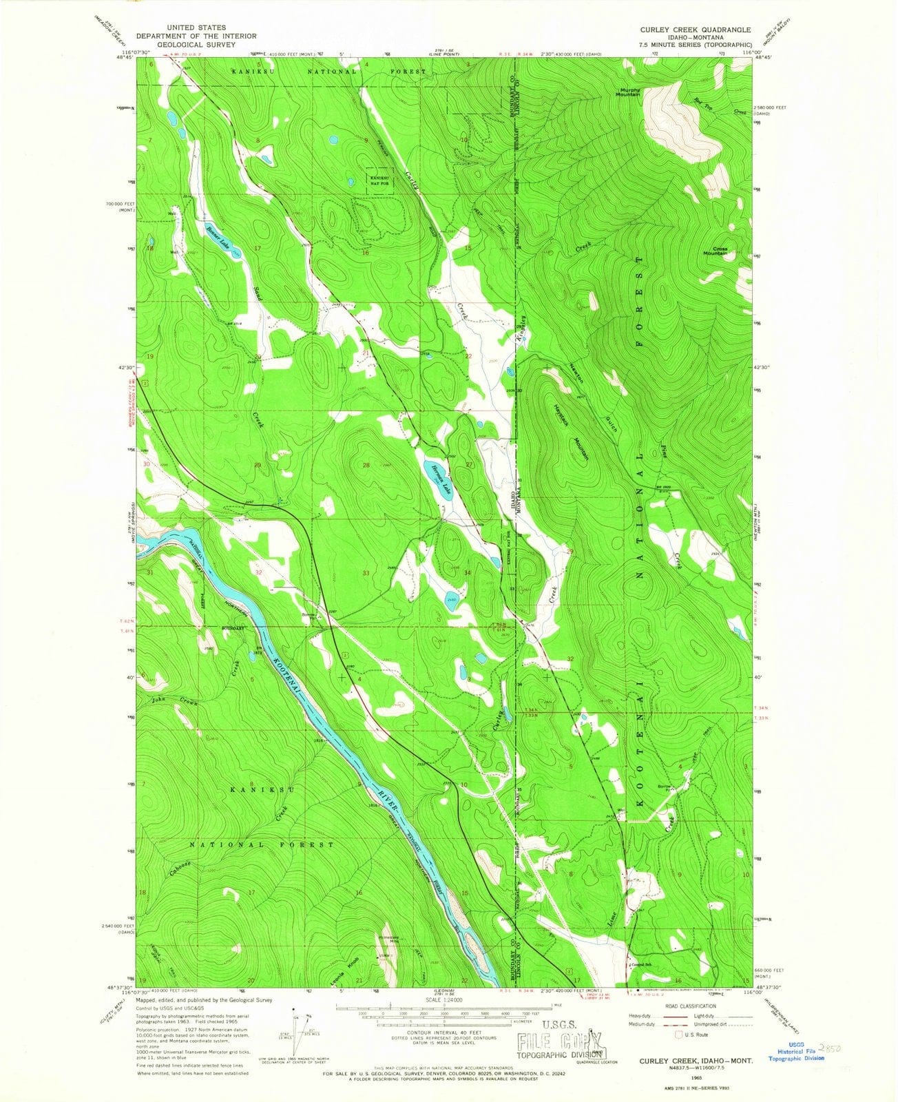 1965 Curley Creek, ID - Idaho - USGS Topographic Map