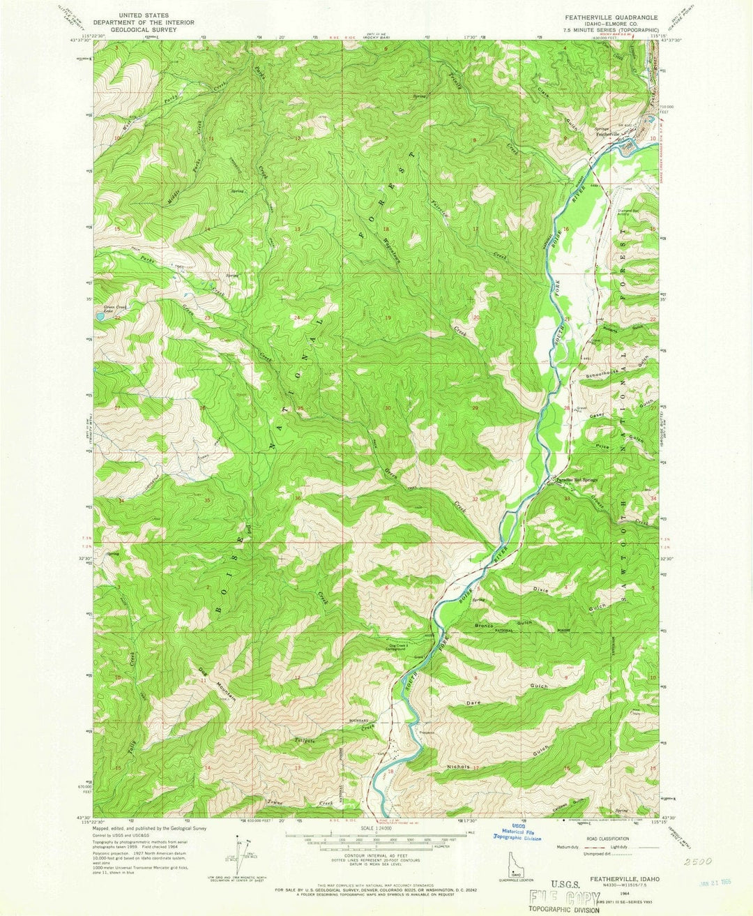 1964 Featherville, ID - Idaho - USGS Topographic Map