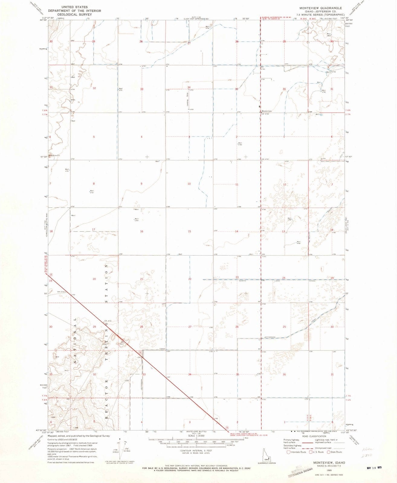 1969 Monteview, ID - Idaho - USGS Topographic Map