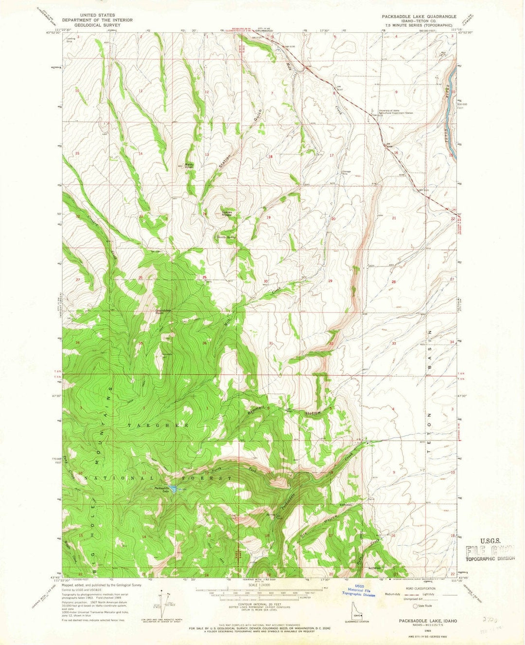 1965 Packsaddle Lake, ID - Idaho - USGS Topographic Map
