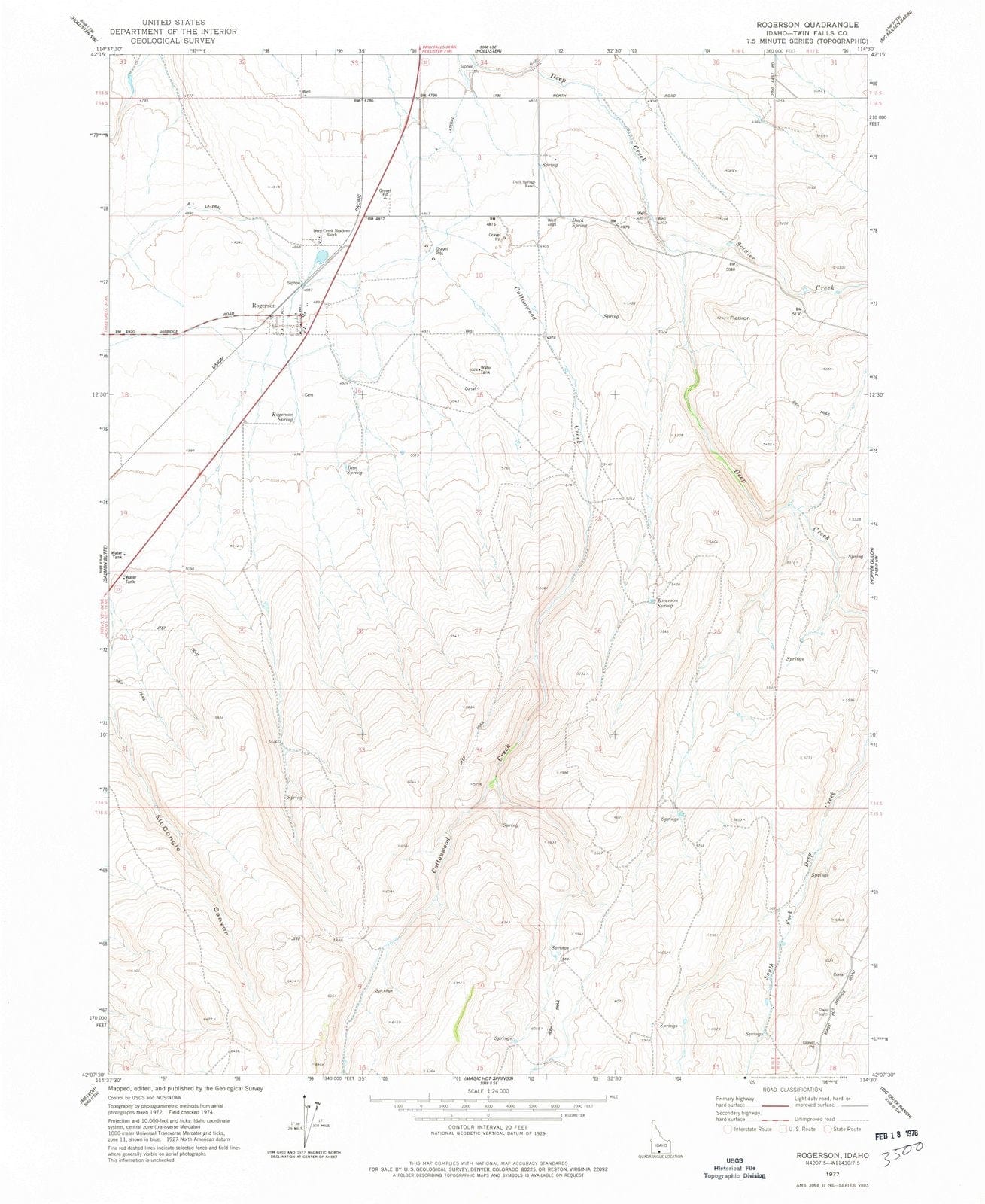 1977 Rogerson, ID - Idaho - USGS Topographic Map