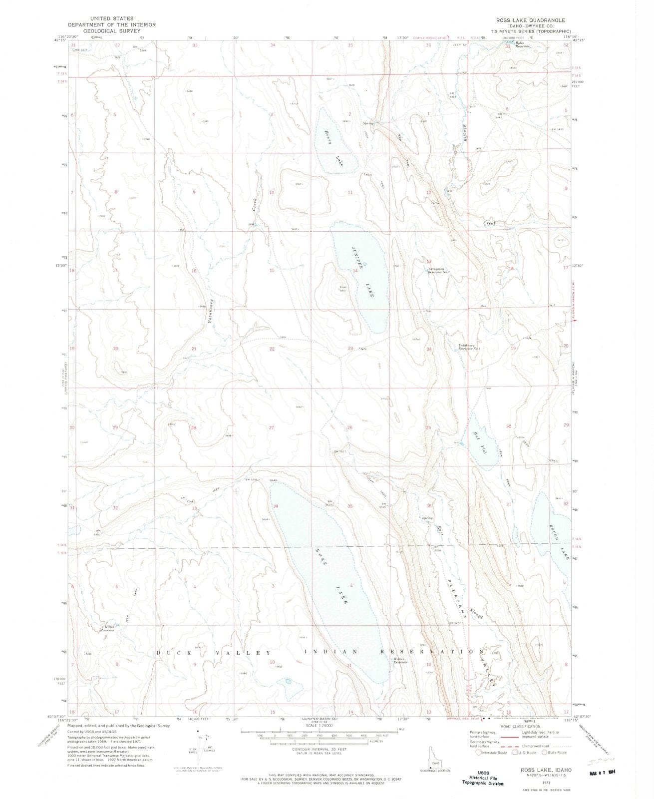 1971 Ross Lake, ID - Idaho - USGS Topographic Map