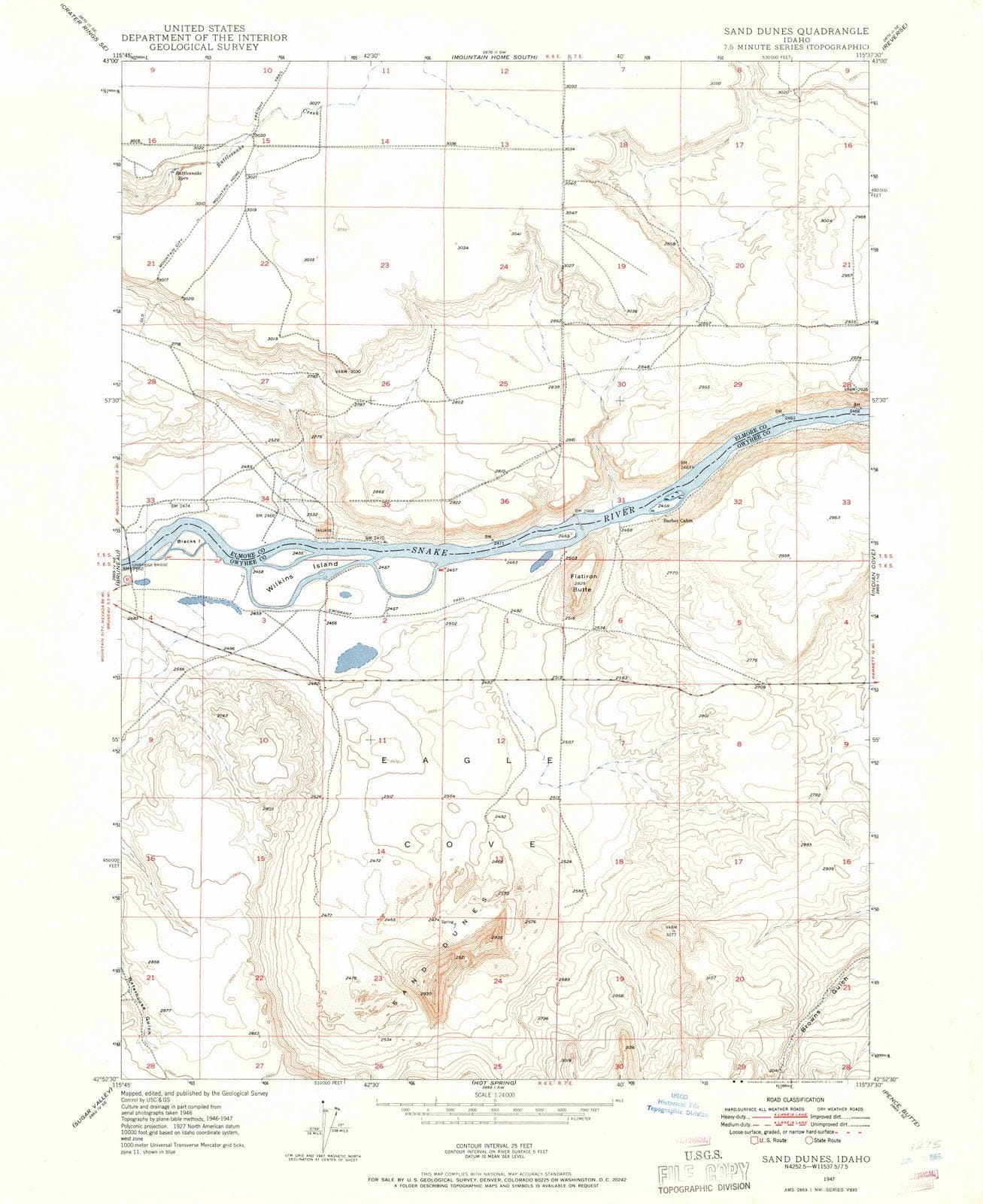 1947 Sandunes, ID - Idaho - USGS Topographic Map