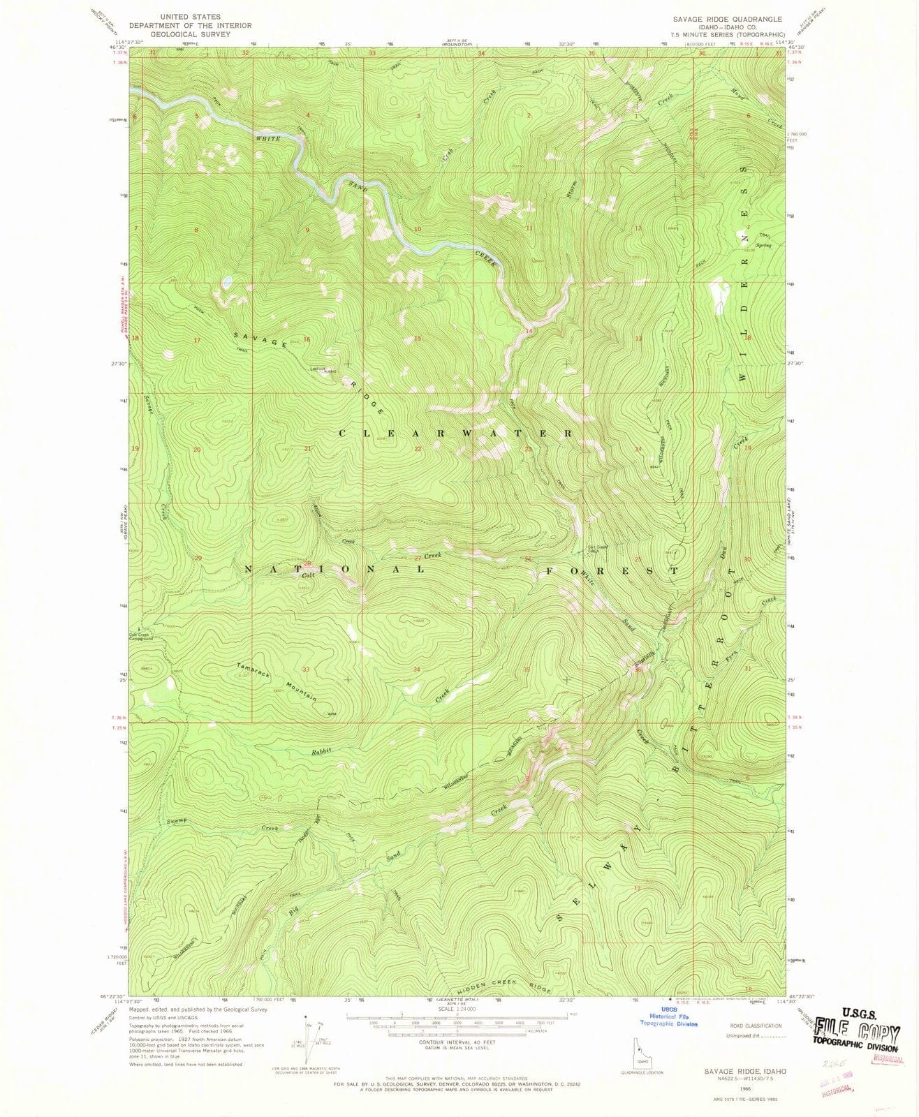 1966 Savage Ridge, ID - Idaho - USGS Topographic Map