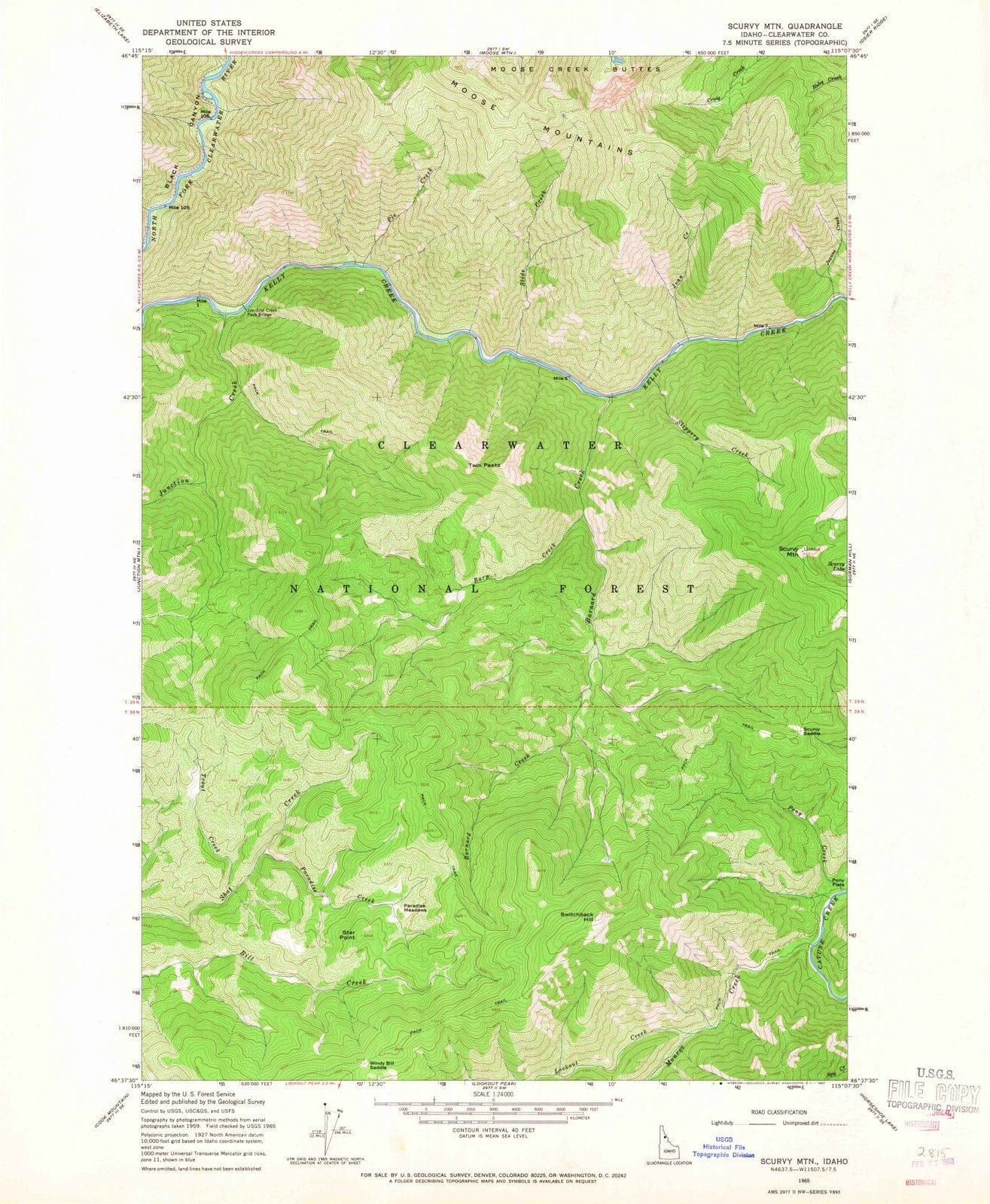 1965 Scurvy MTN, ID - Idaho - USGS Topographic Map